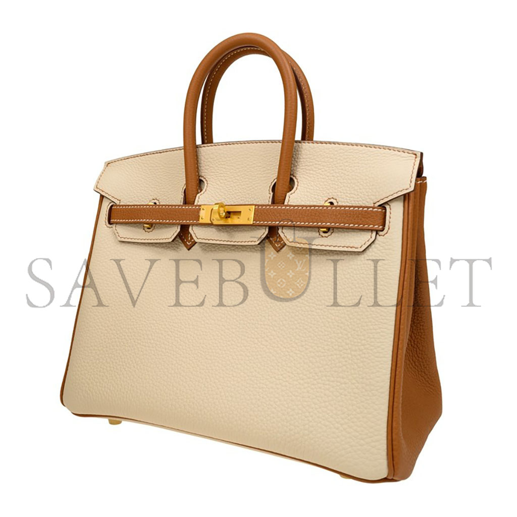 HERMES BIRKIN 30 EPSOM SELLIER MILKSHAKE WHITE GOLDEN BROWN GOLD BUCKLE BAG H028368CK3Z (30*23*15cm)